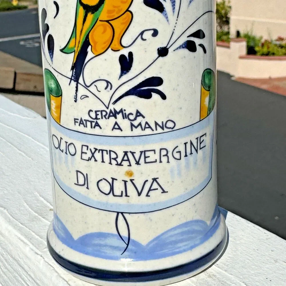 Italian Ceramic Olive Oil Bottle Set‎ Bird Figurines Kitchen Decor Hand Painted